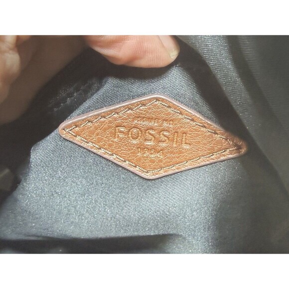Fossil Sydney Satchel Shoulder Bag Black Brown Leather  Double Handles - Picture 9 of 11